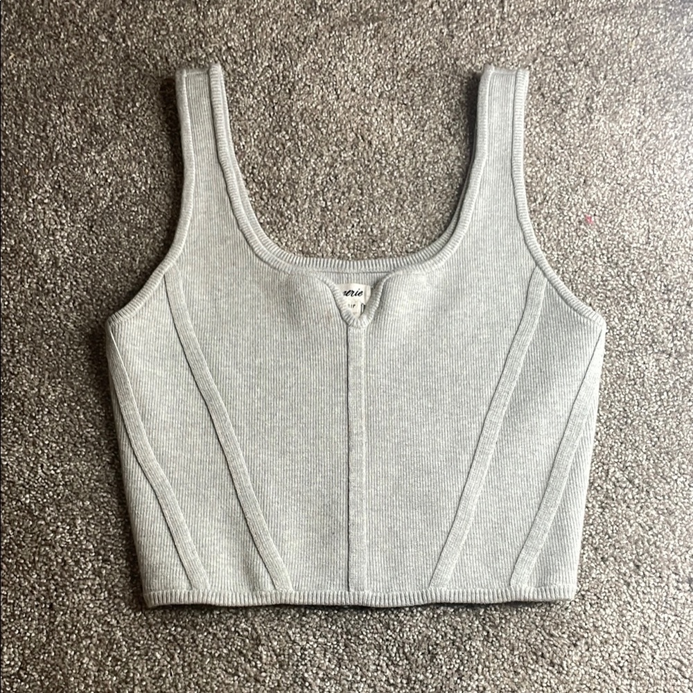 Aerie Gray Fitted Bustier Tank Top